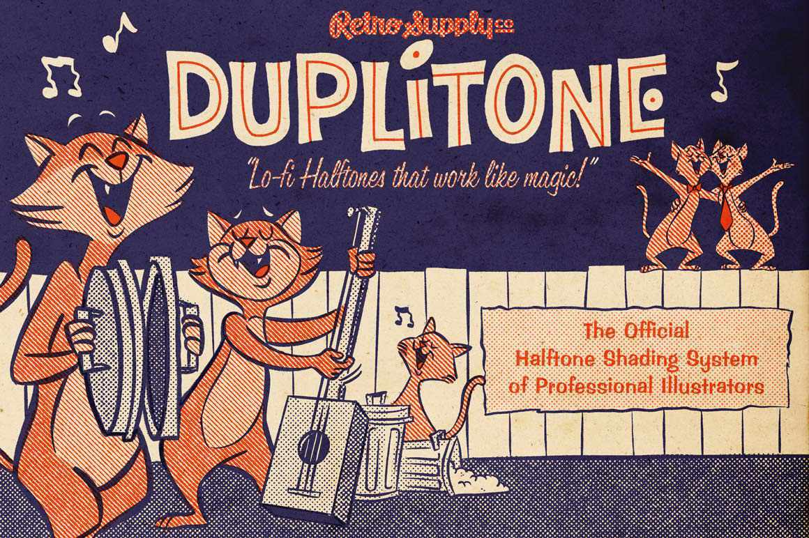 DupliTone Lo-Fi Halftone brushes for Photoshop from RetroSupply Co.