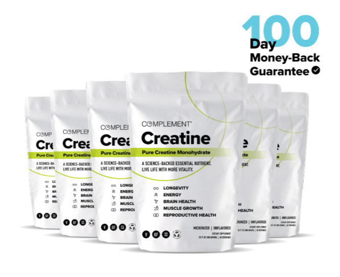 Six bags of Complement Creatine, pure creatine monohydrate.