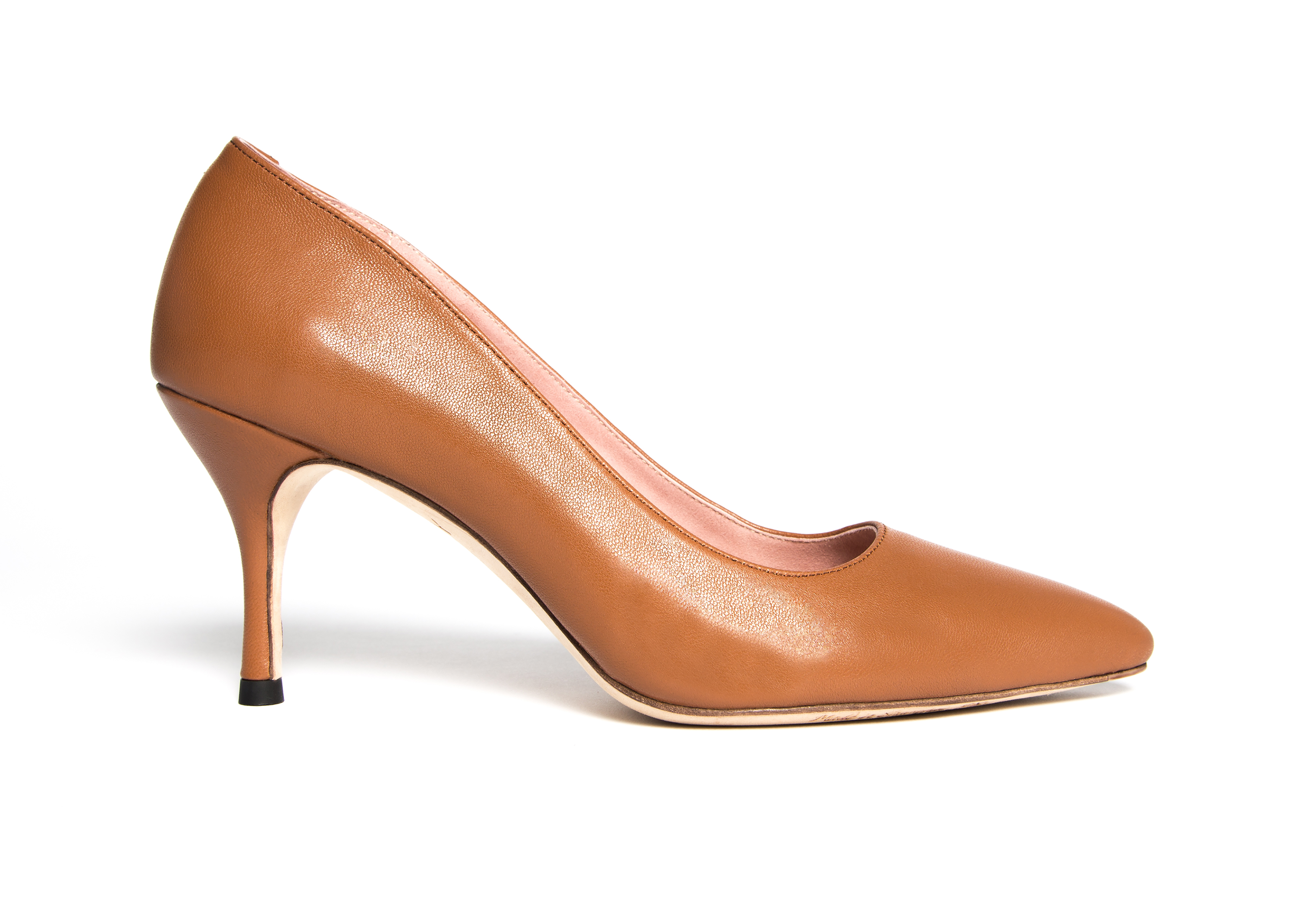 Caramel Leather Pump - Comfortable Heels - Ally Shoes