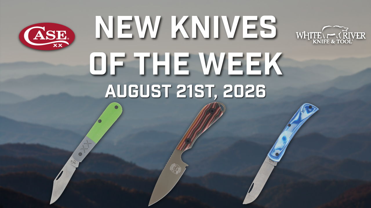 New knives of the week, August 21st, 2026, featuring three different styles.