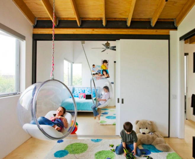 kids swings in playroom 