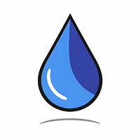 Blue water droplet with a glossy finish.