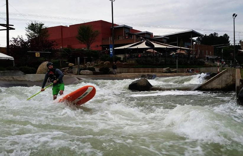 Tuckfest White water river racing Kevin Paddling on Pau Hana Big Ez Air SUP