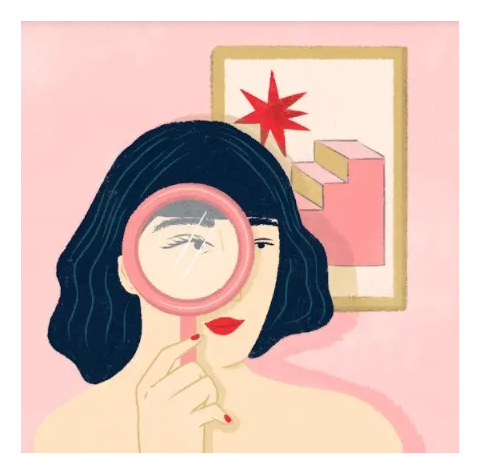 ilustração de uma mulher observando por uma lupa