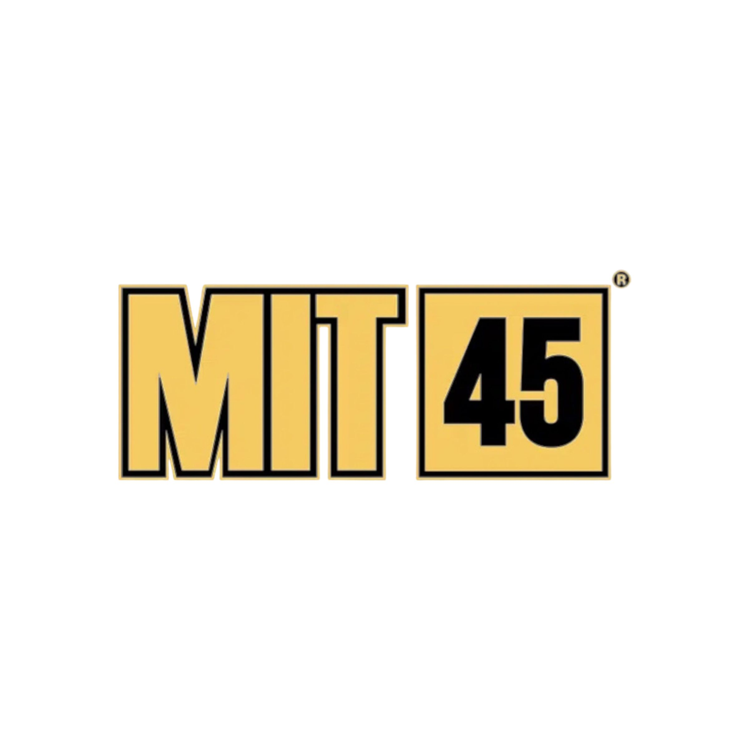 Logo of MIT 45 in black and gold colors.