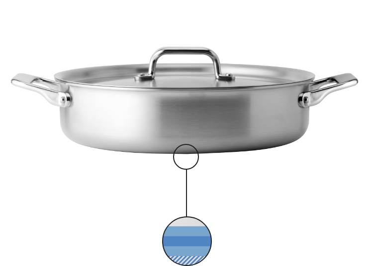 The Misen Rondeau has a steel quality base that's perfect for induction cooking.