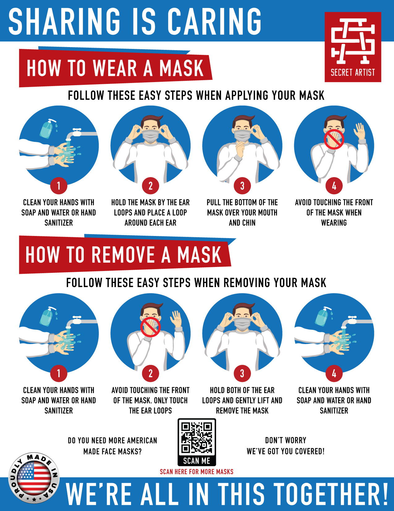 Free Face Mask And Hand Washing Posters - Secret Artist