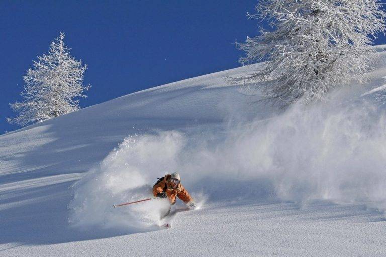 Living the dream in deep powder.