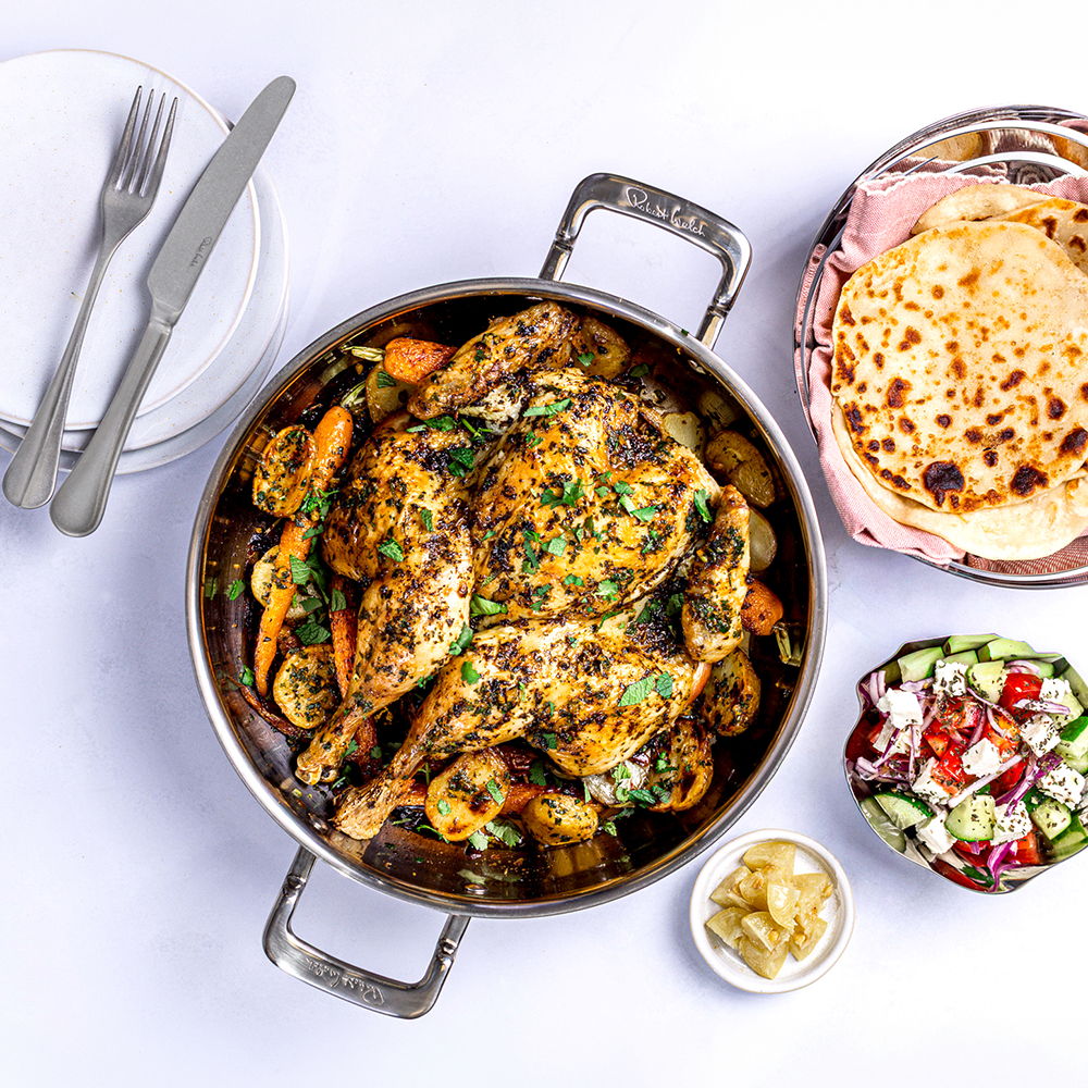 Spatchcock Chicken with Chermoula and Homemade Flatbreads