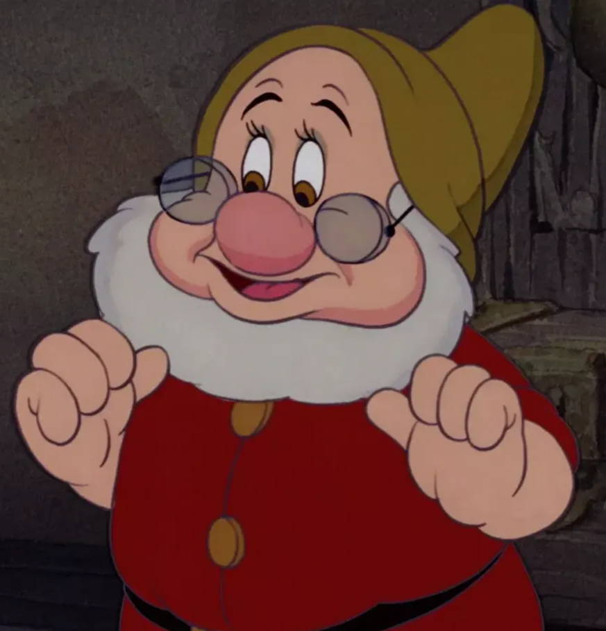 Cartoon Character Doc from snow white wearing metal round eyeglasses