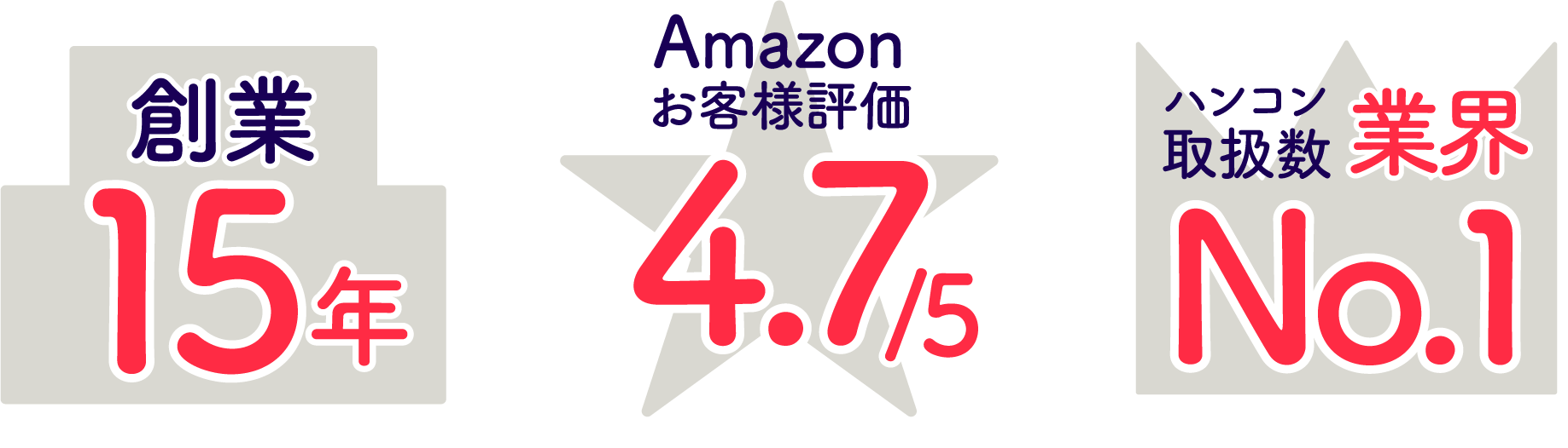 創業15年、Amazonお客様評価4.7/5、ハンコン取扱数業界No.1