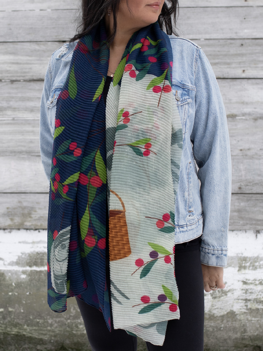Berry Picker in The Moon Eco Scarf by Allan Weir