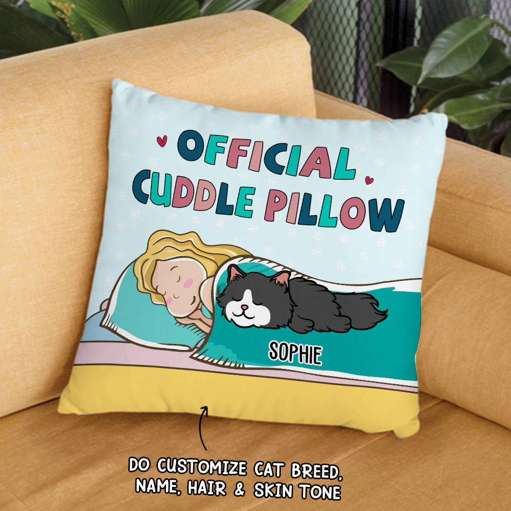 CAT OFFICIAL CUDDLE PILLOW - PERSONALIZED CUSTOM LINEN PILLOW