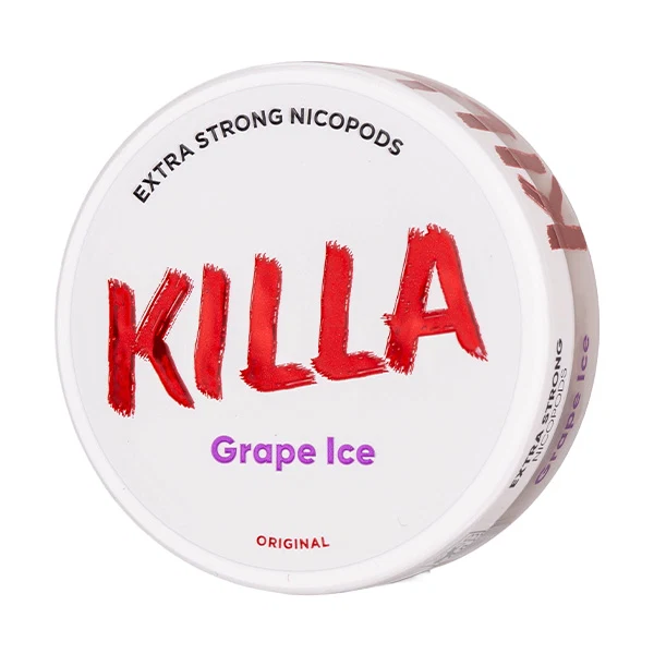 Round container of KILLA Grape Ice extra strong nicopods.