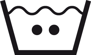 Das Logo eines Eimers mit Wasser darin und 2 Punkten
