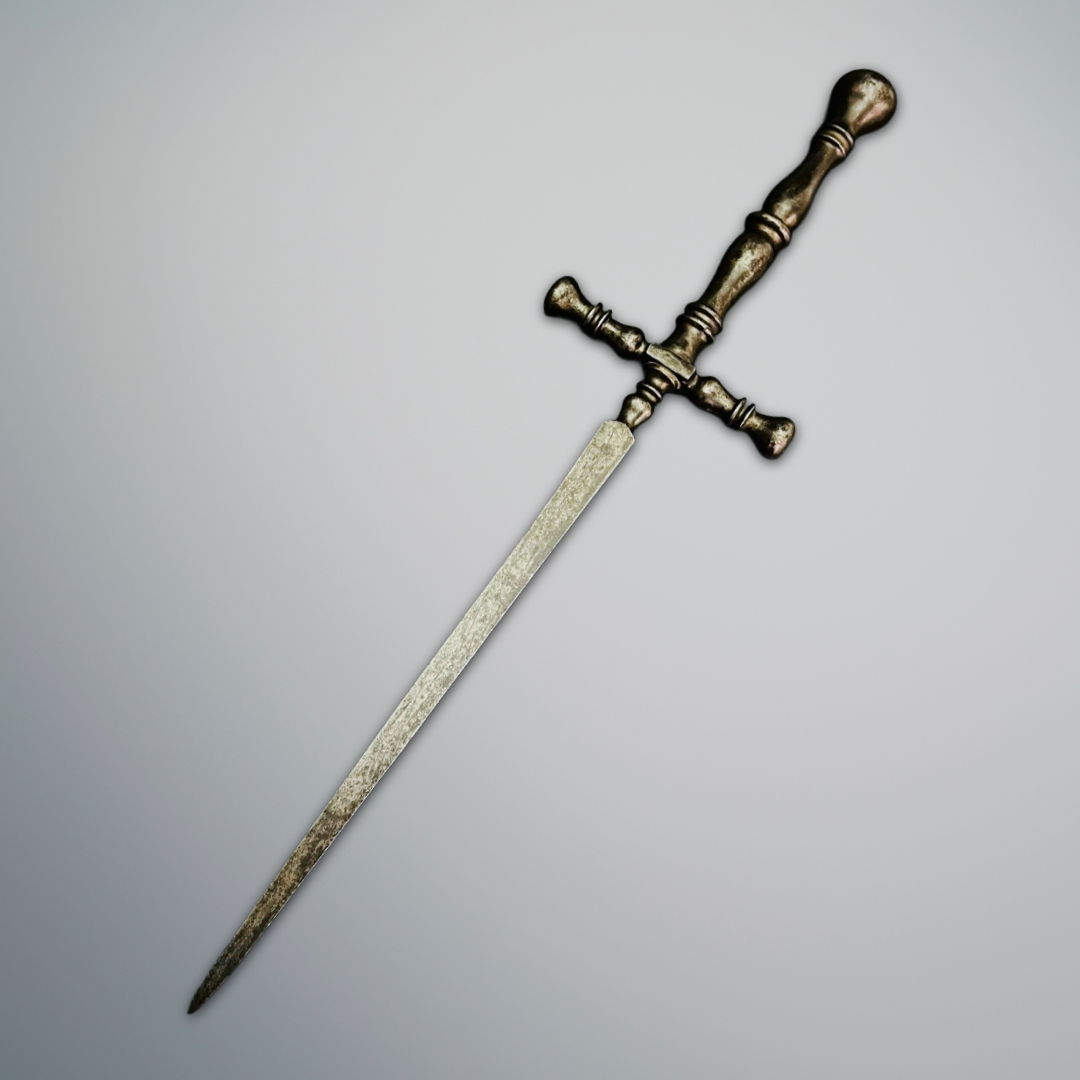 A decorative sword with a cross-shaped handle and a long, straight blade.