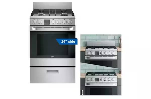 Haier 18 inch stainless steel gas range with modular backguard