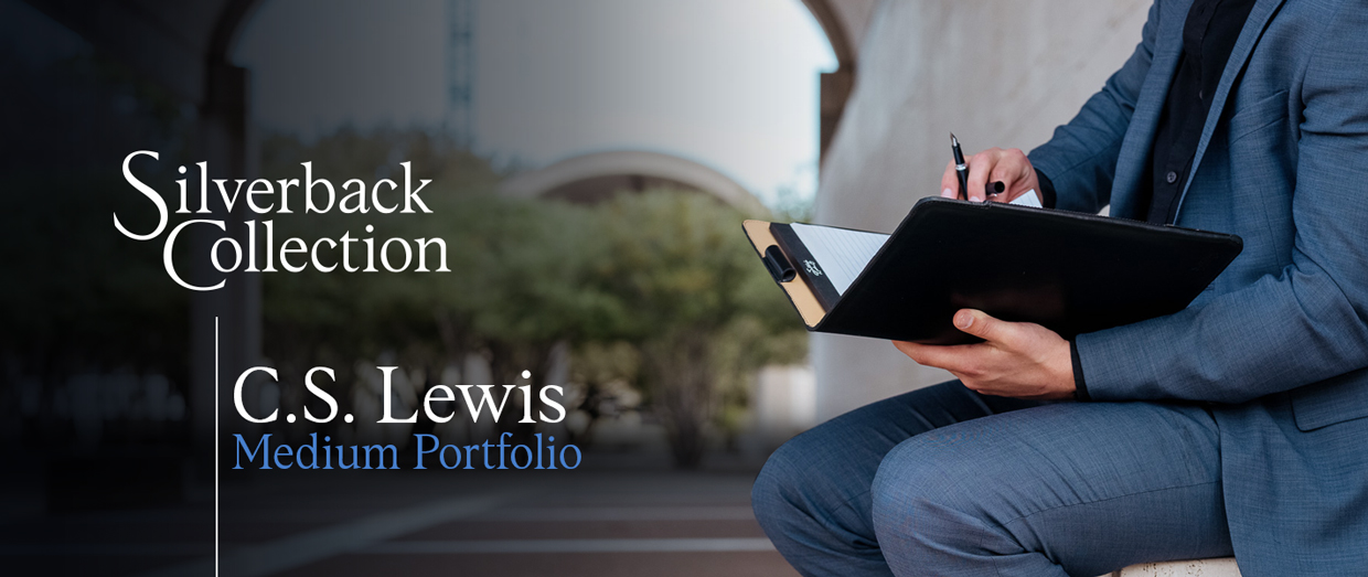 C.S. Lewis Silverback Collection book cover with a person writing.