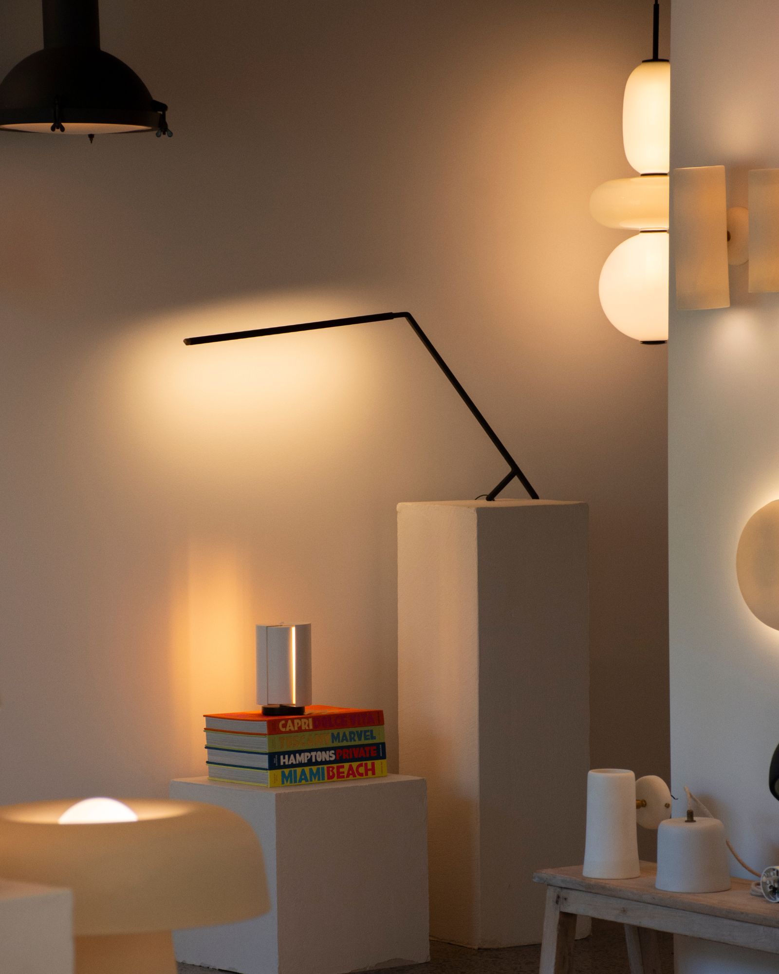 Modern lighting fixtures illuminating a stylish interior space