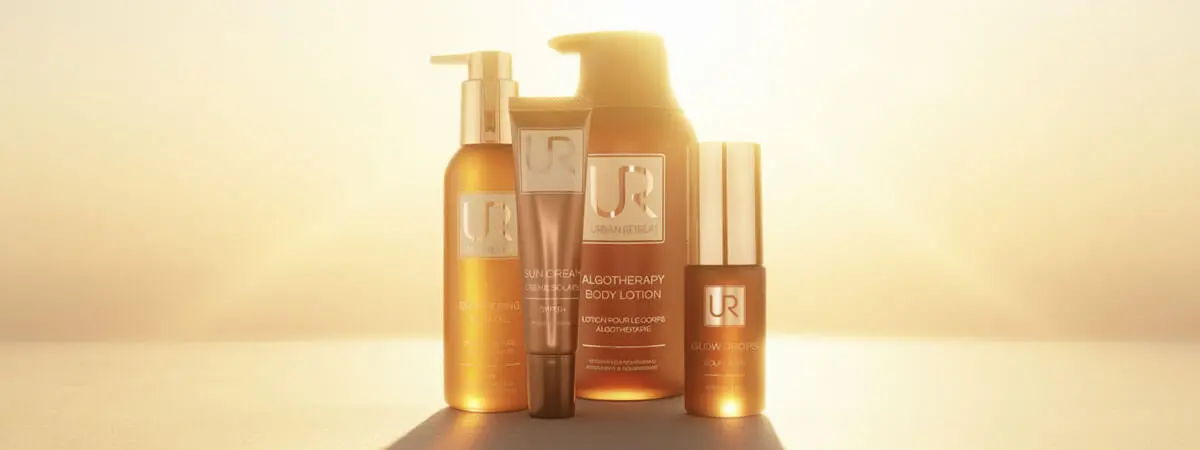 Urban Retreat sun collection products illuminated by soft sunlight.