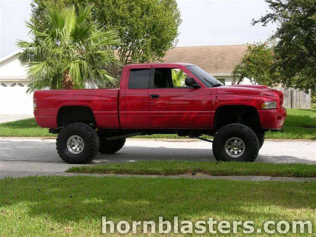 Completed Shocker XL train horn setup on Rick's 1999 Dodge Ram 1500