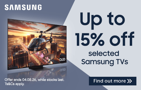 Up to 15% off selected Samsung TVs