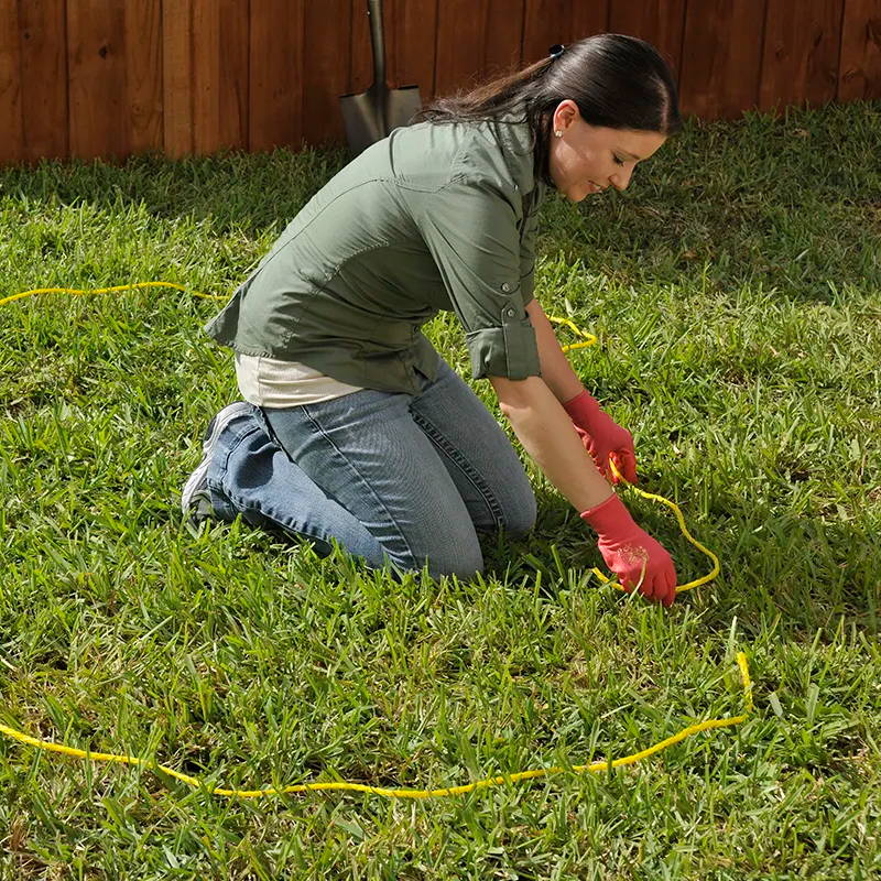 mark the shape and location of the pond project