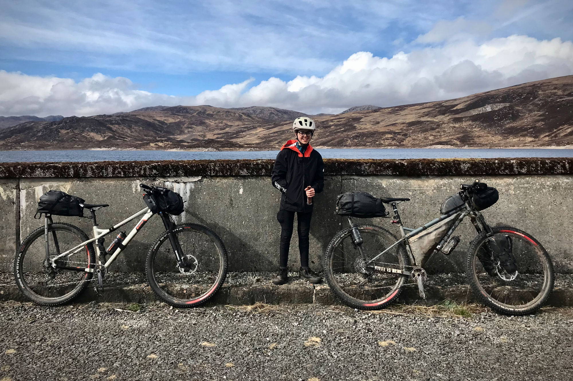 James at Loch Orrin with the bikes