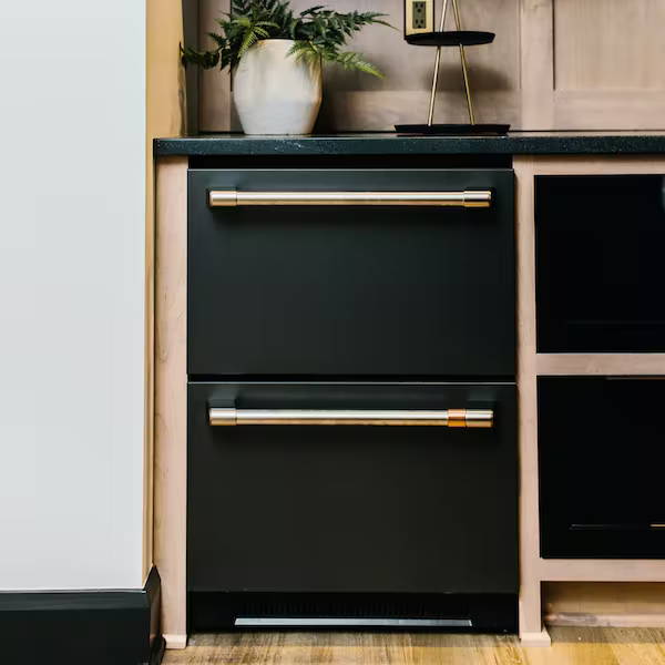 Drawer refrigerator in TV Room Bar