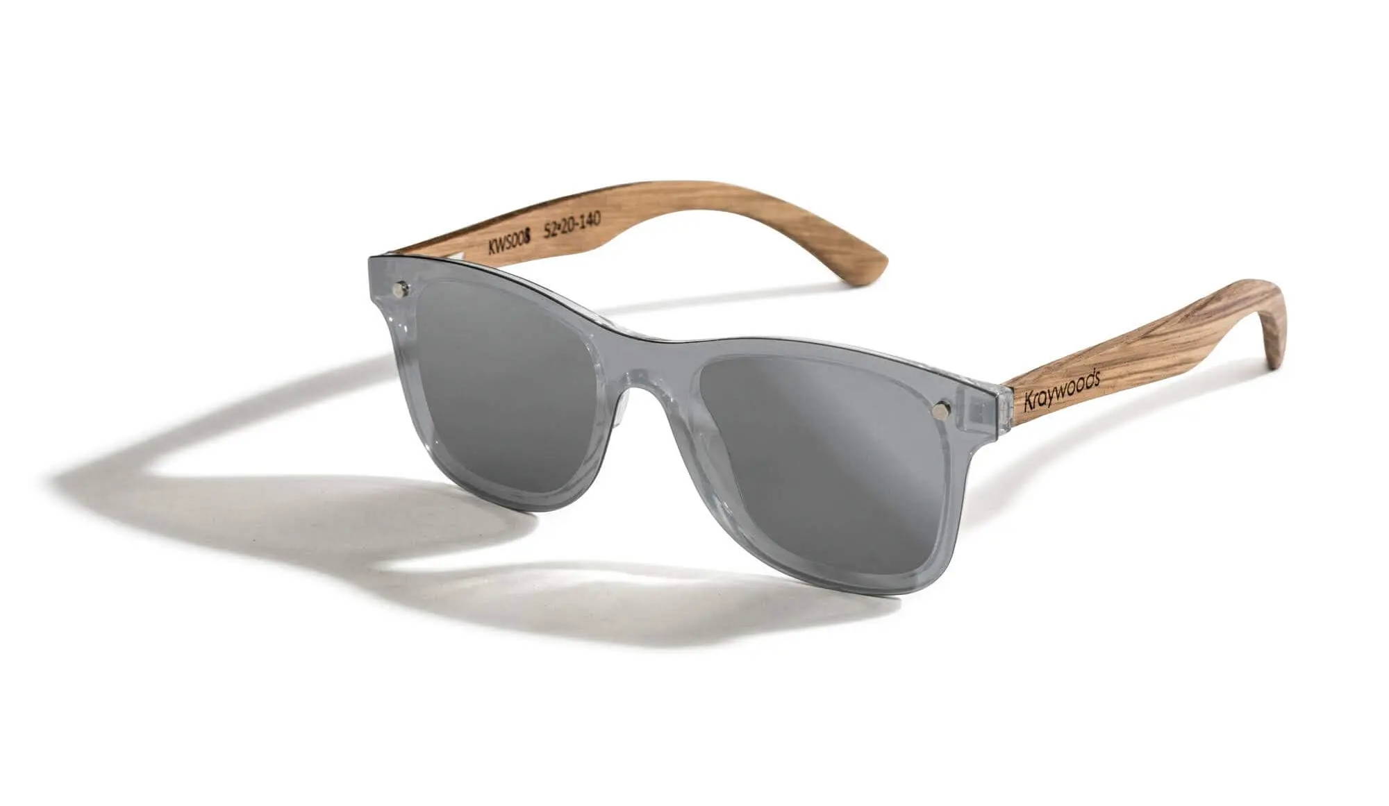 Rover, Mirror Lens Wood Sunglasses with Zebra Wood temples