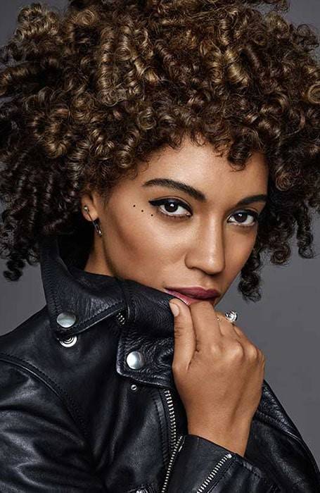 Woman with tight ringlet afro