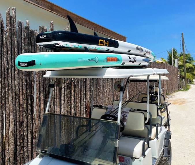 Golf cart with boards