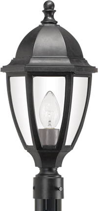 Wave Lighting S11T Full Size Post Lantern in Black finish with Clear Acrylic Lens