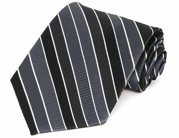 Black and gray striped pattern tie