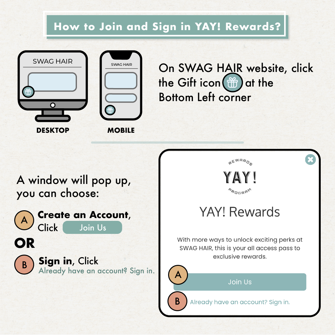 how to join and sign in swag hair yay rewards
