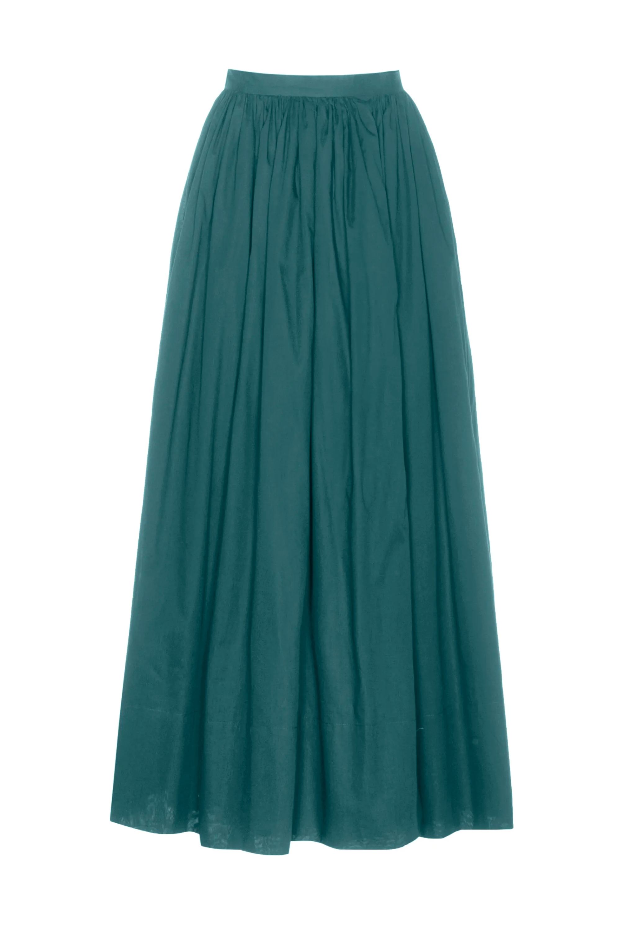lake blue teal silk twill maxi skirt 