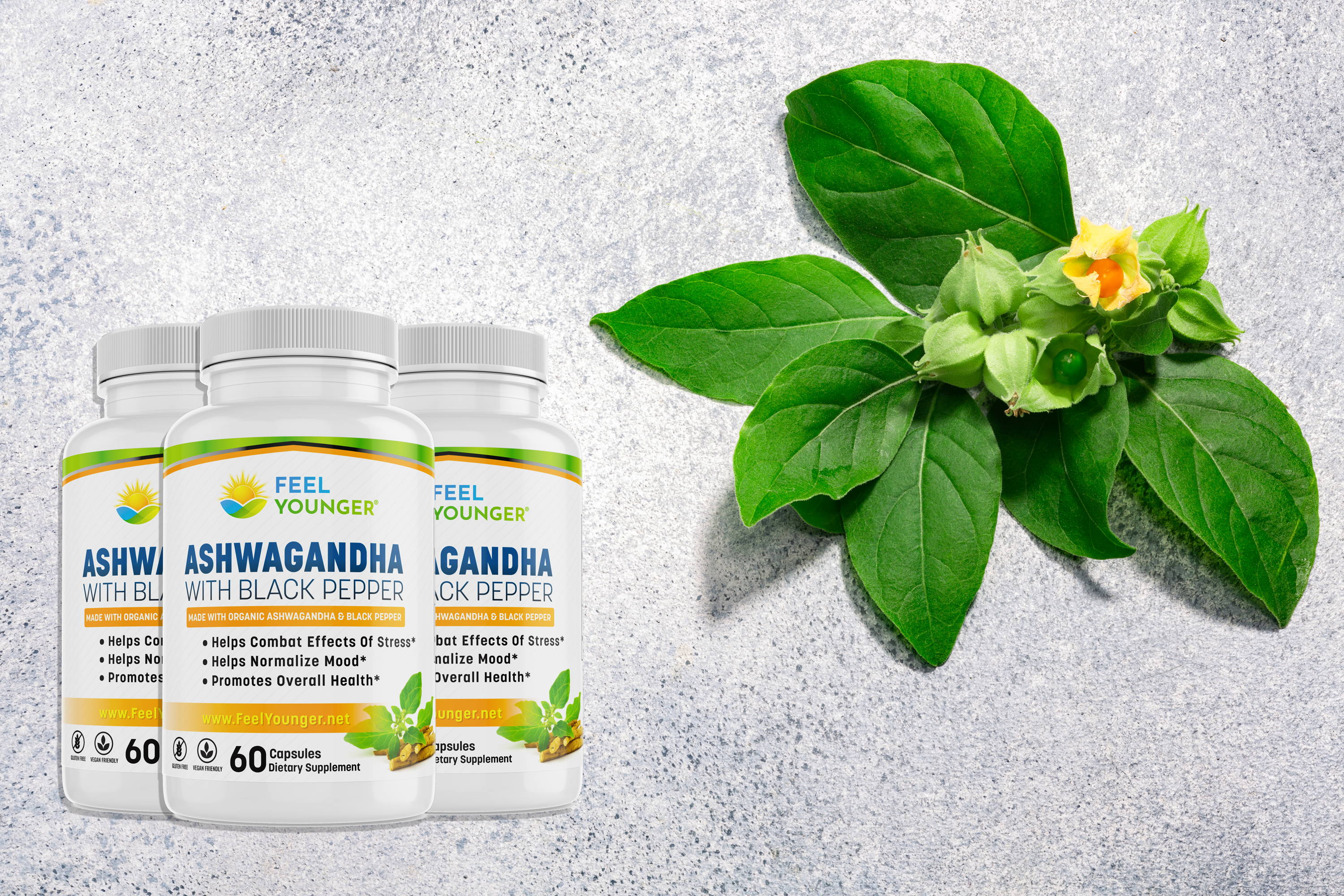 Feel Younger's Organic Ashwagandha Capsules are the best form you can find, because it's ashwagandha with black pepper