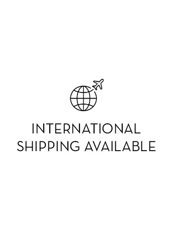 International shipping available with globe and airplane icon.