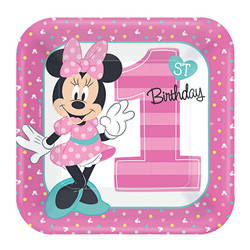 Image of square Minnie Mouse fun to be one plate. Shop all Minnie Mouse fun to be one party supplies. 