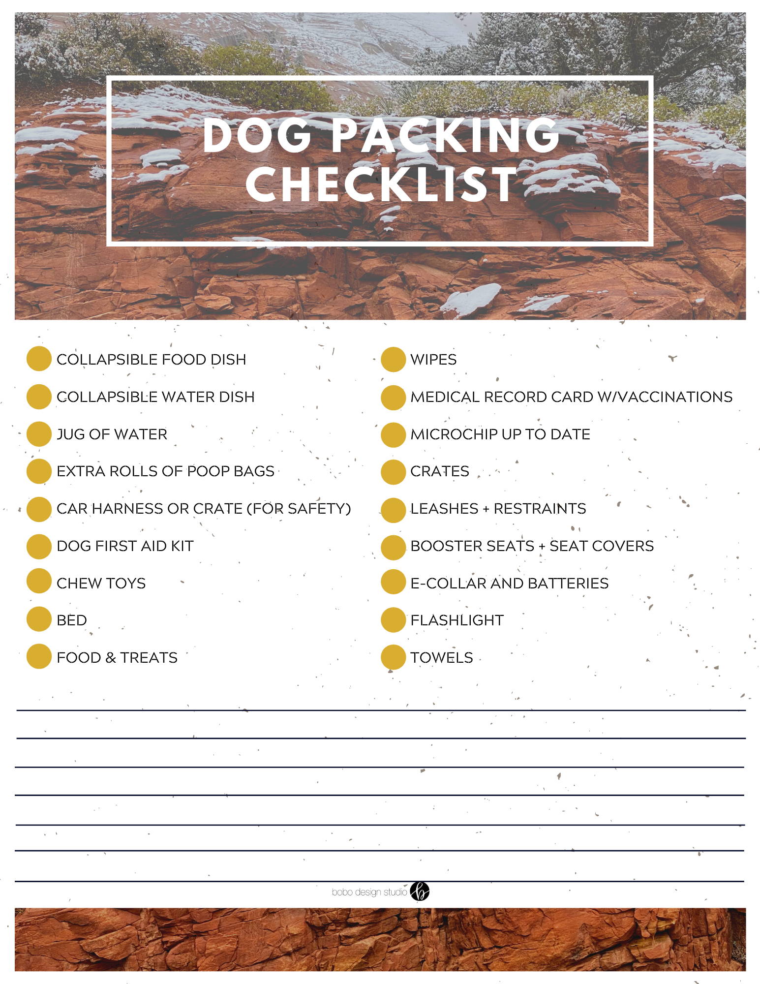 downloadable packing list for your dog when you travel