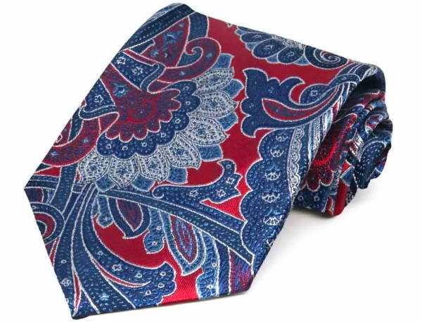 Red and blue paisley tie