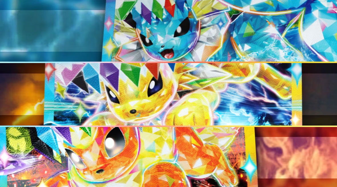 Colorful, animated characters with various elemental powers in a vibrant composition.