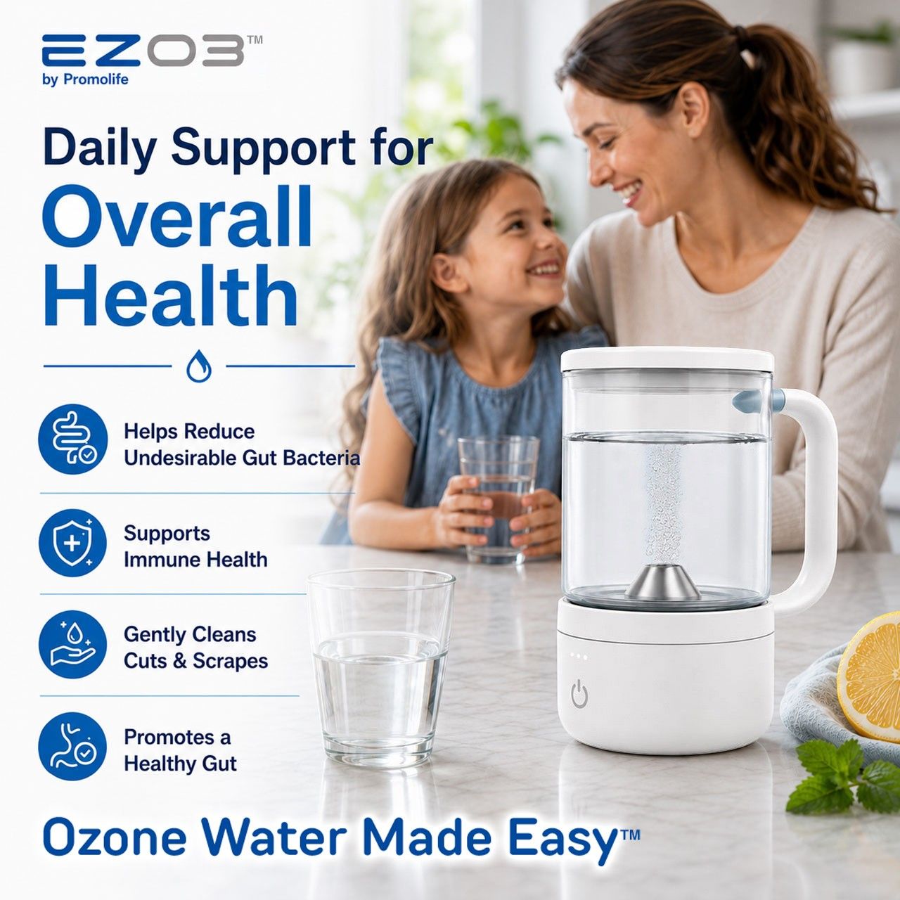 Ezo3 for overall health with blurry woman and child