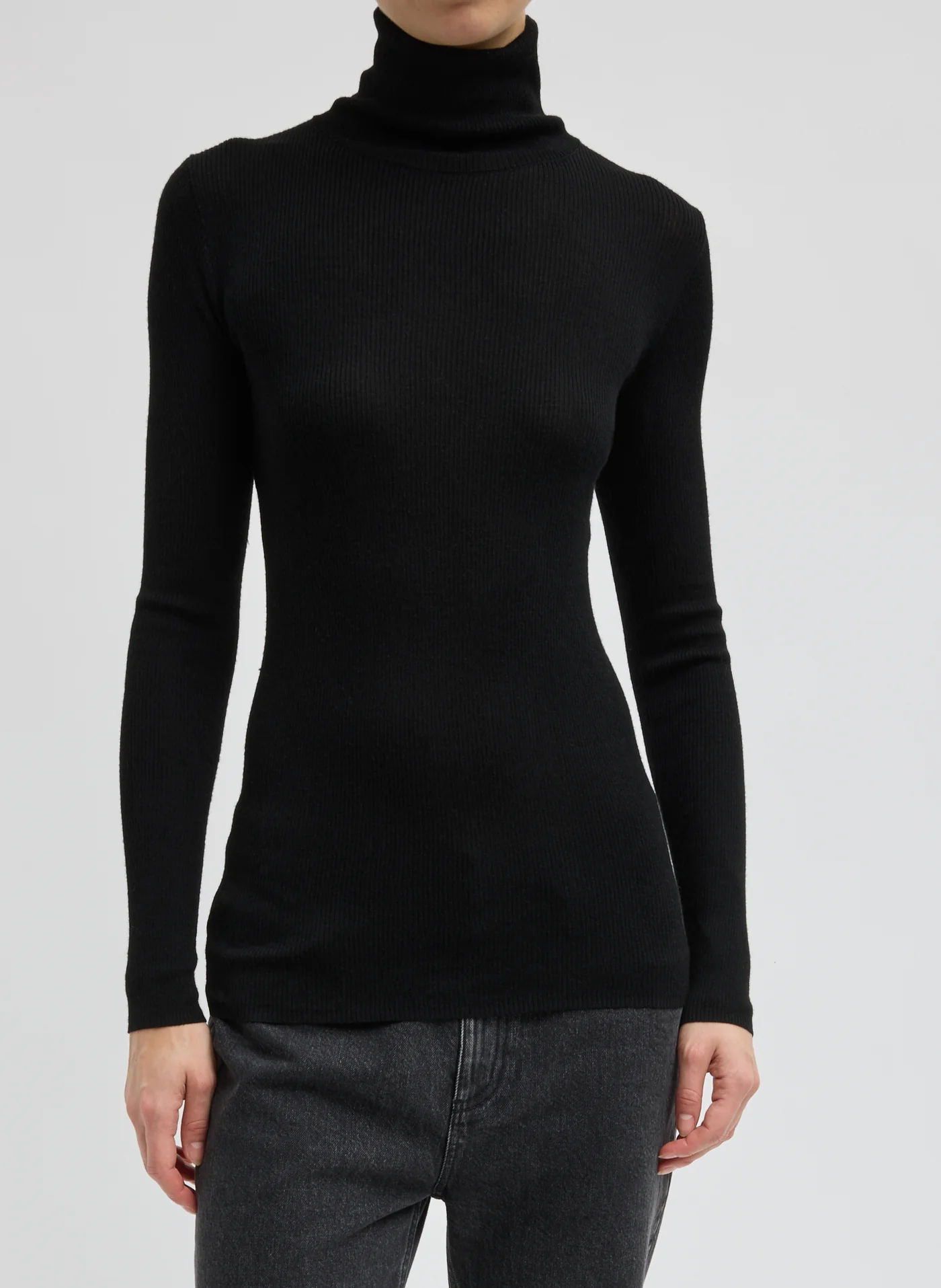 Featherweight Ribbed Sweater Turtleneck Pullover. Links to product.