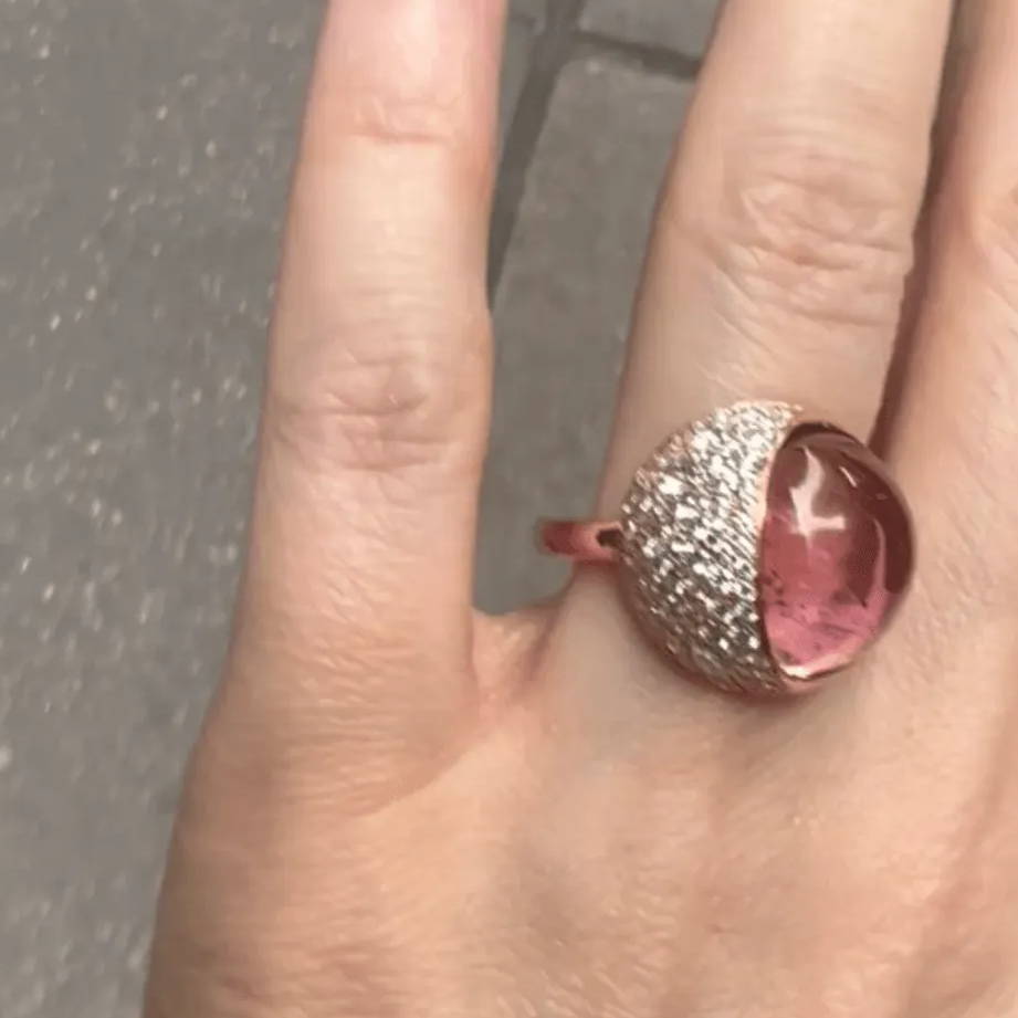 pink moon cabochon ring