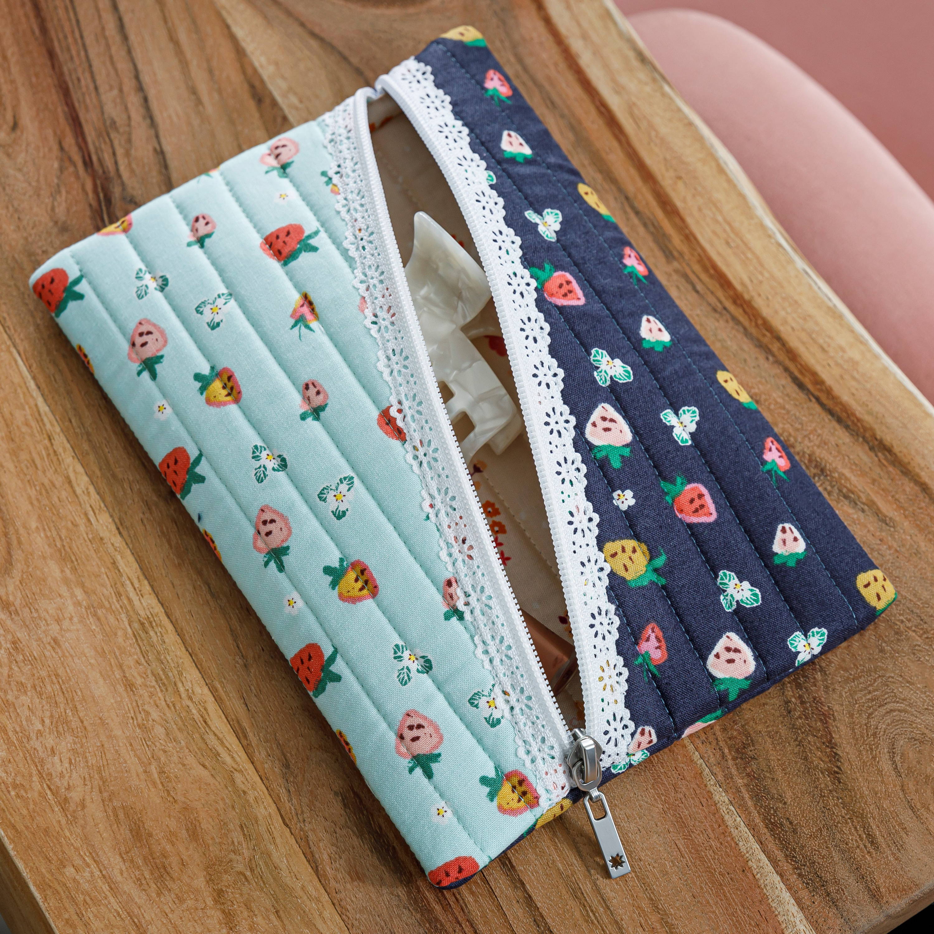 Store in style with a two toned zipper pouch sewing project