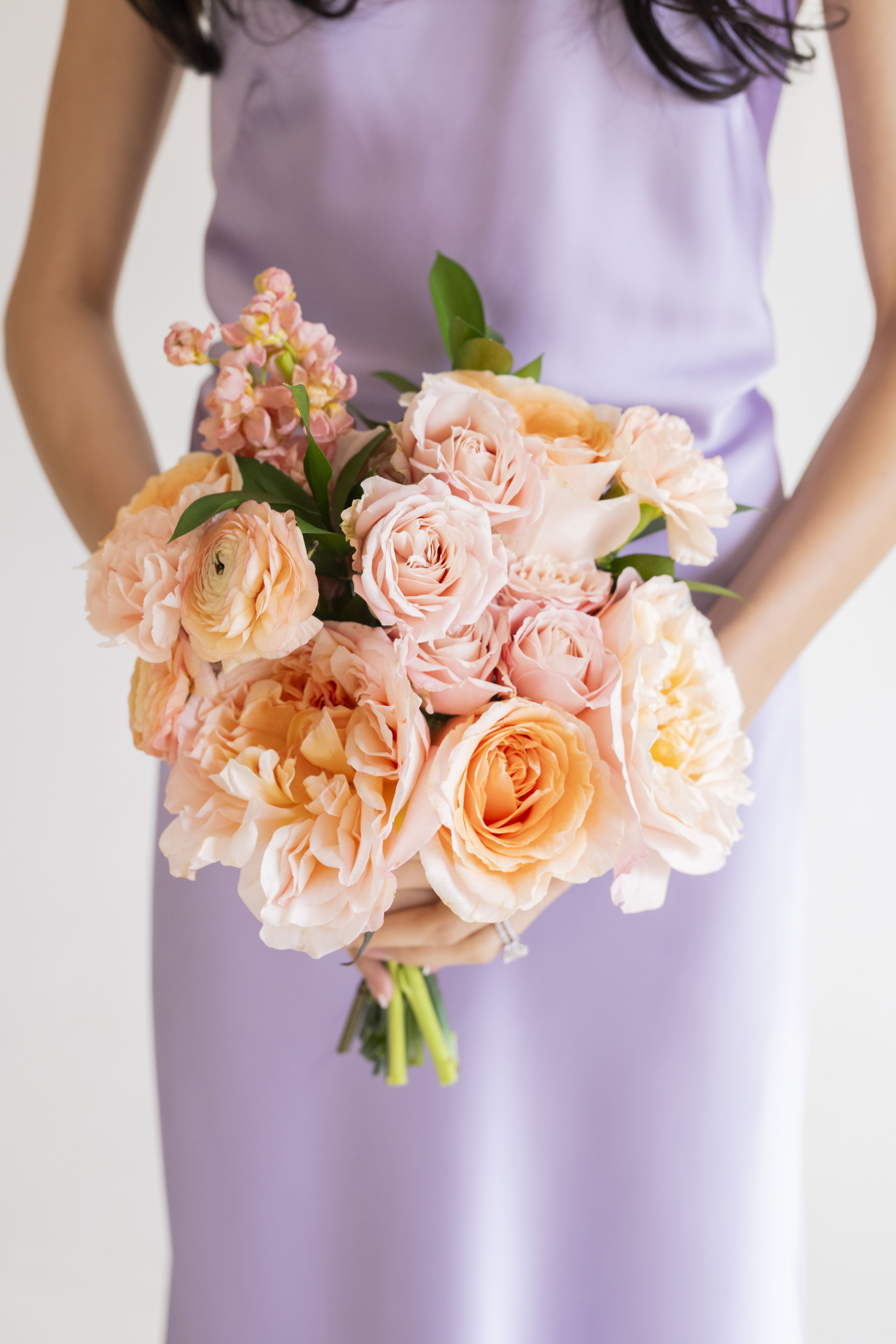 peach blossom bridesmaid bouquet