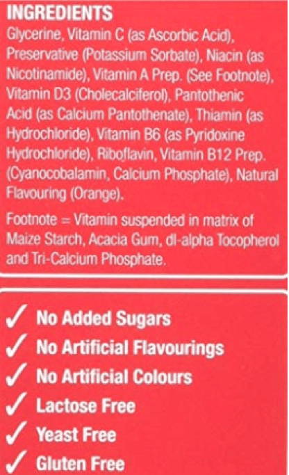 natures aid sugar free ingredients label multivitamins