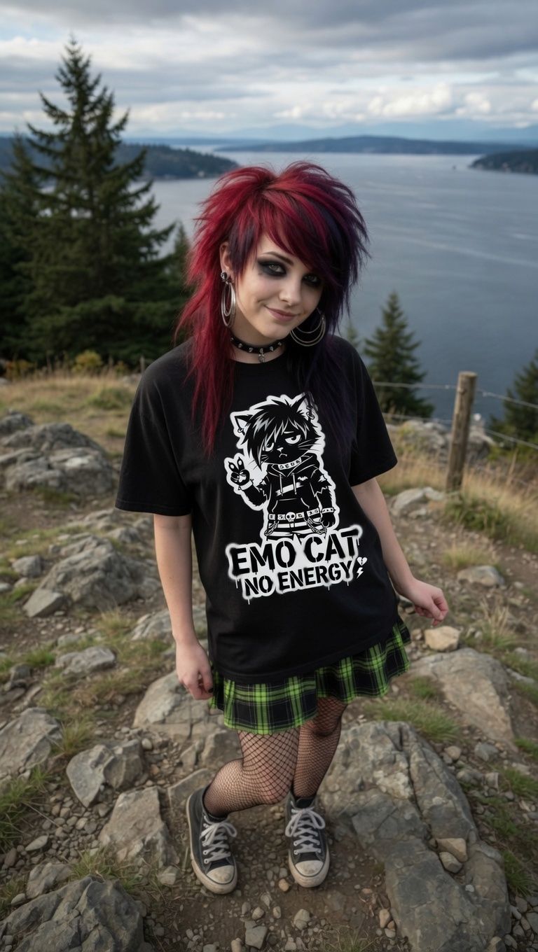 Person with red hair wearing an 