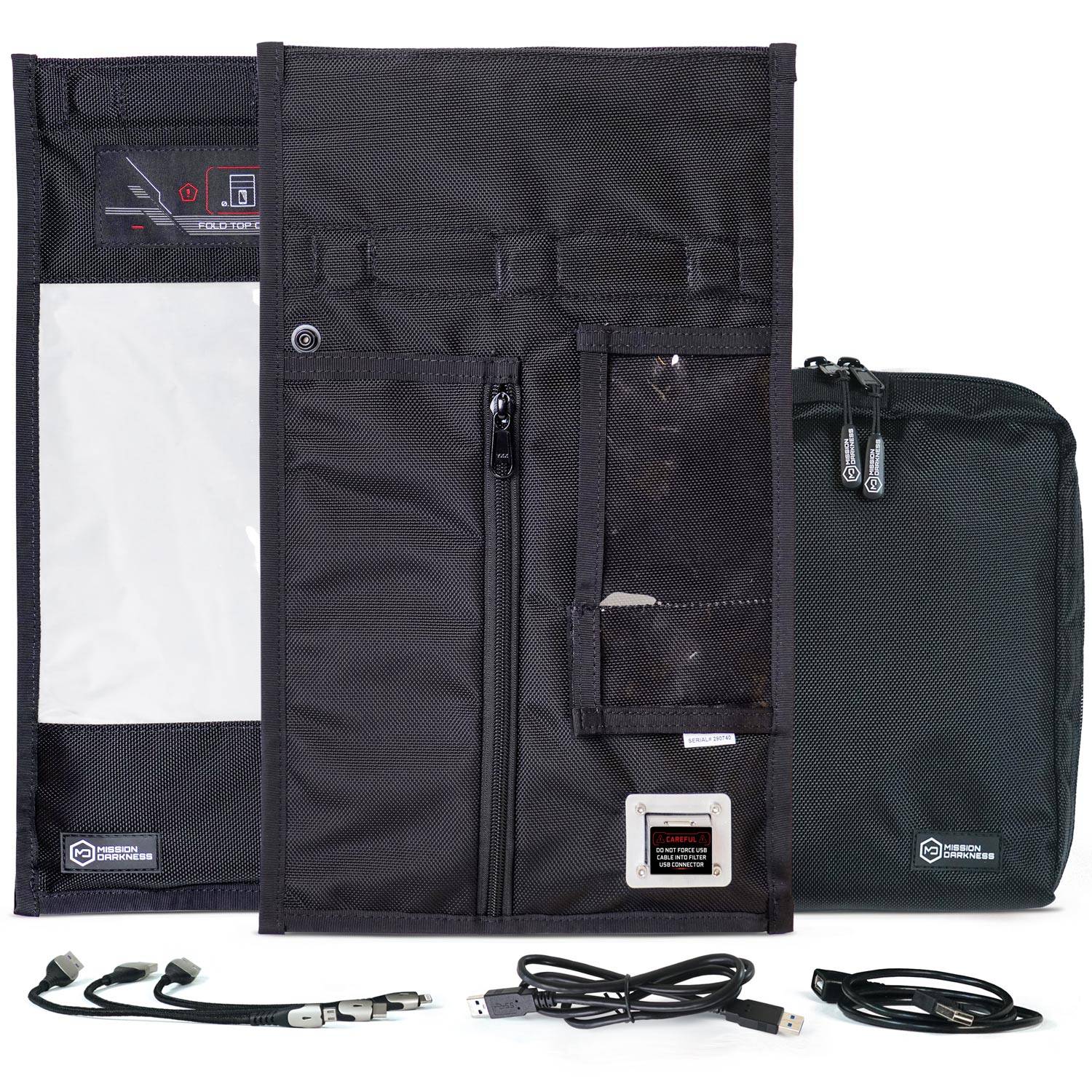 Mission Darkness Window Charge & Shield Faraday Bag with USB filter for seamless data extraction and charging
